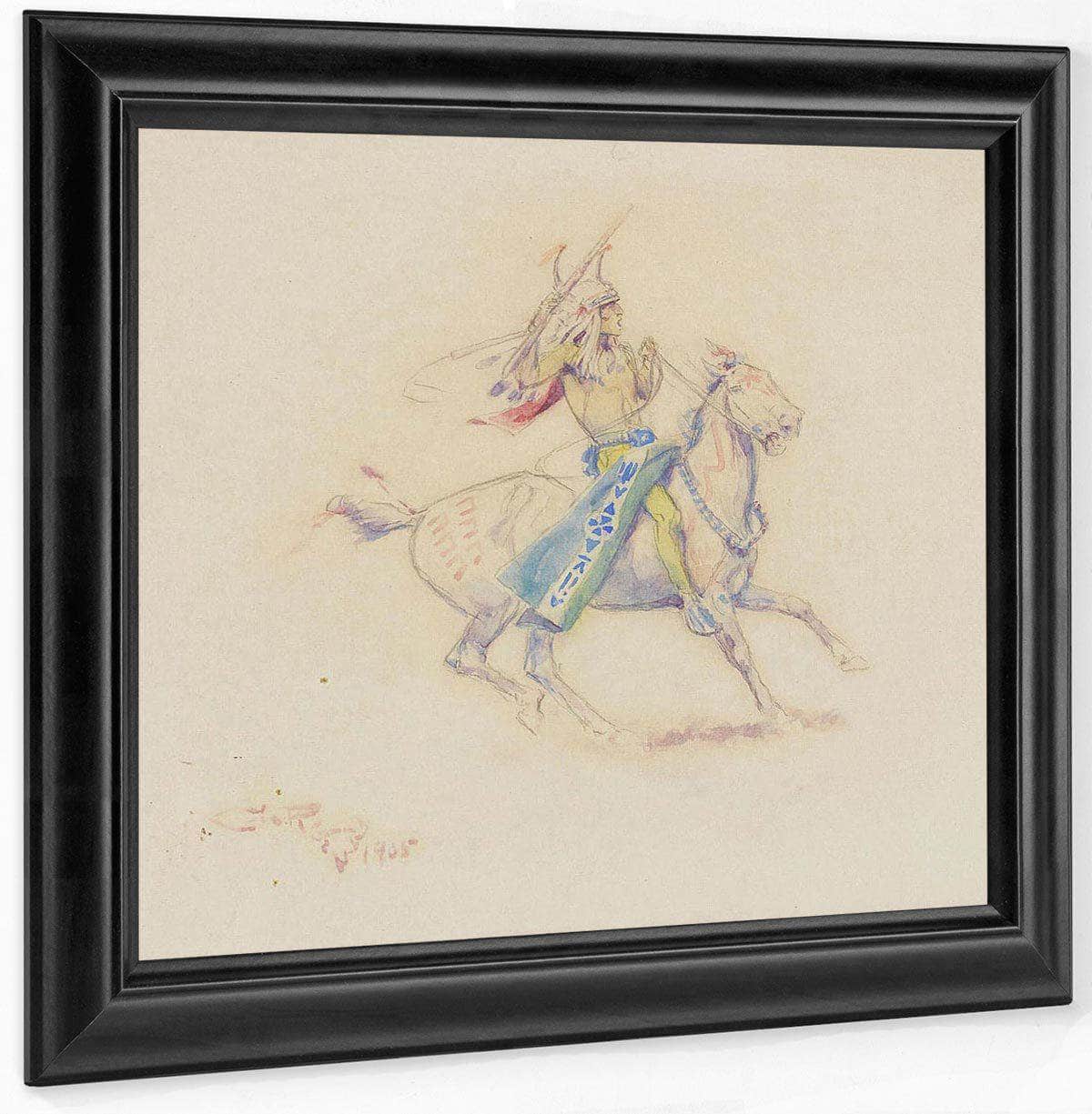 Fighting Indian By Charles Marion Russell Fine Art Print
