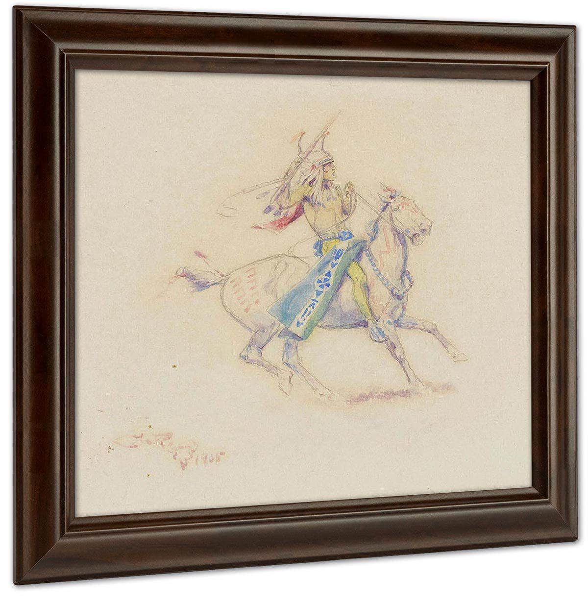 Fighting Indian By Charles Marion Russell Fine Art Print