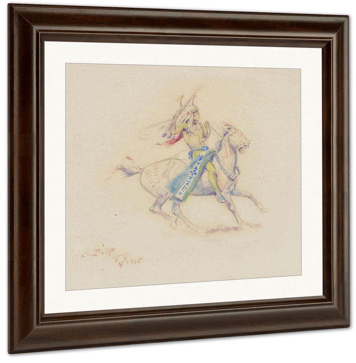 Fighting Indian By Charles Marion Russell Fine Art Print