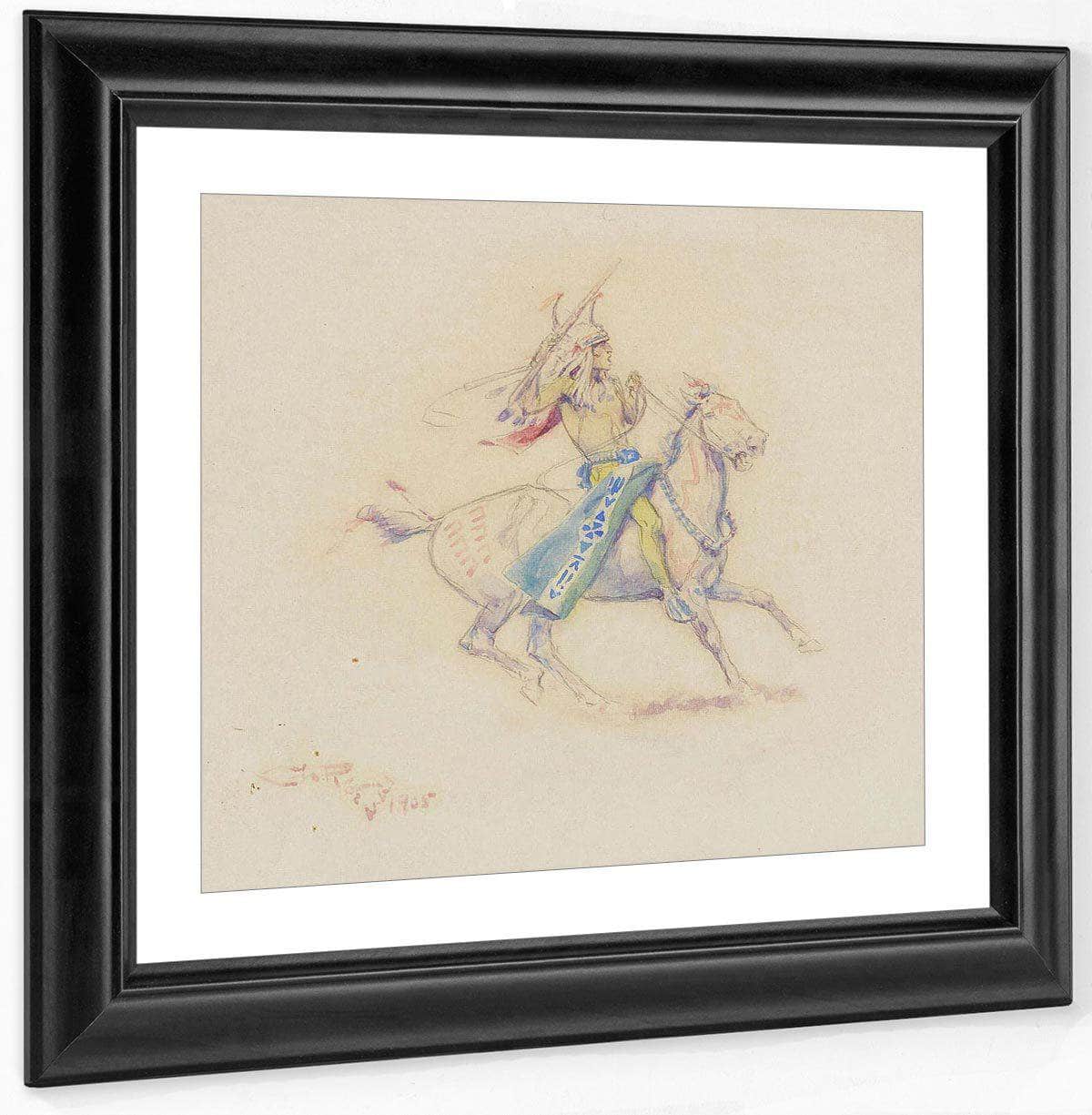 Fighting Indian By Charles Marion Russell Fine Art Print