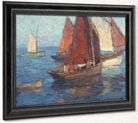 Figures In Sailboats On Calm Waters By Edgar Payne Fine Art Print