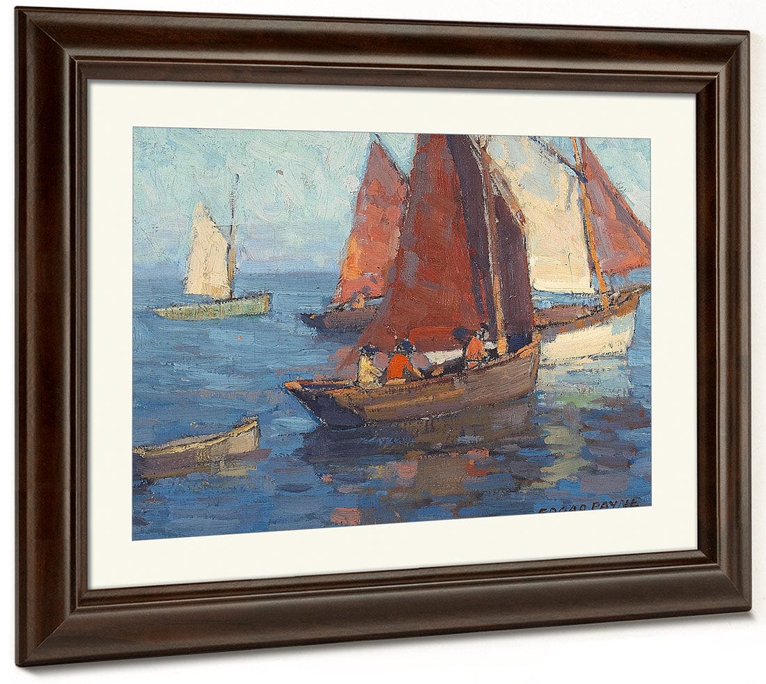 Figures In Sailboats On Calm Waters By Edgar Payne Fine Art Print