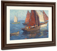 Figures In Sailboats On Calm Waters By Edgar Payne Fine Art Print