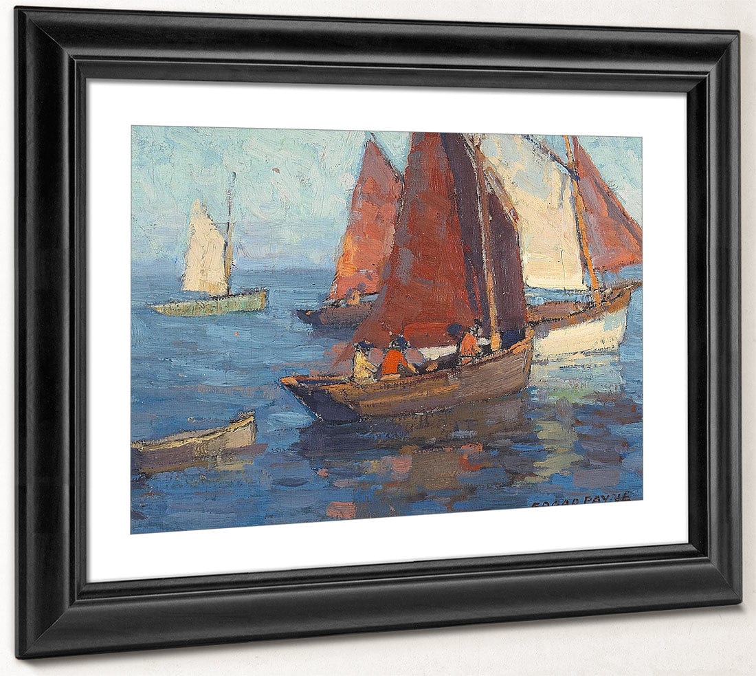 Figures In Sailboats On Calm Waters By Edgar Payne Fine Art Print