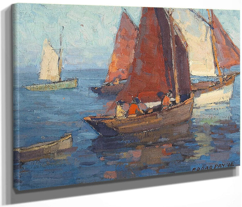 Figures In Sailboats On Calm Waters By Edgar Payne Fine Art Print