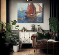 Figures In Sailboats On Calm Waters By Edgar Payne Fine Art Print