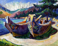 First Nations War Canoes In Alert Bay Painting Emily Carr Canvas Art Fine Art Print