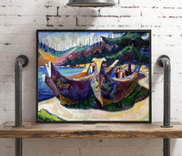 First Nations War Canoes In Alert Bay Painting Emily Carr Canvas Art Fine Art Print