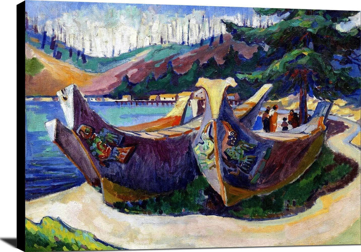 First Nations War Canoes In Alert Bay Painting Emily Carr Canvas Art Fine Art Print