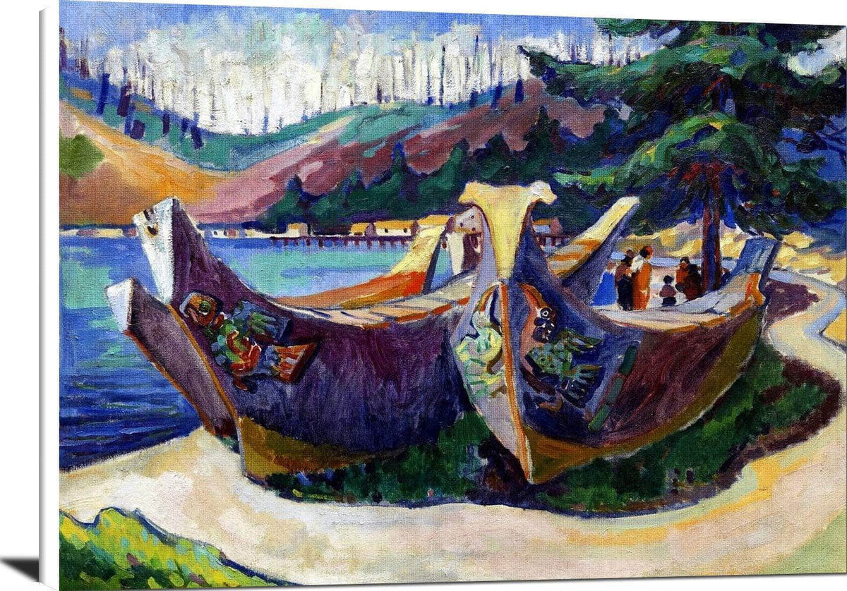 First Nations War Canoes In Alert Bay Painting Emily Carr Canvas Art Fine Art Print