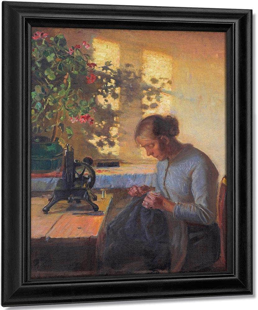 Fisherman 1039 S Wife Sewing 1890 By Anna Ancher Fine Art Print