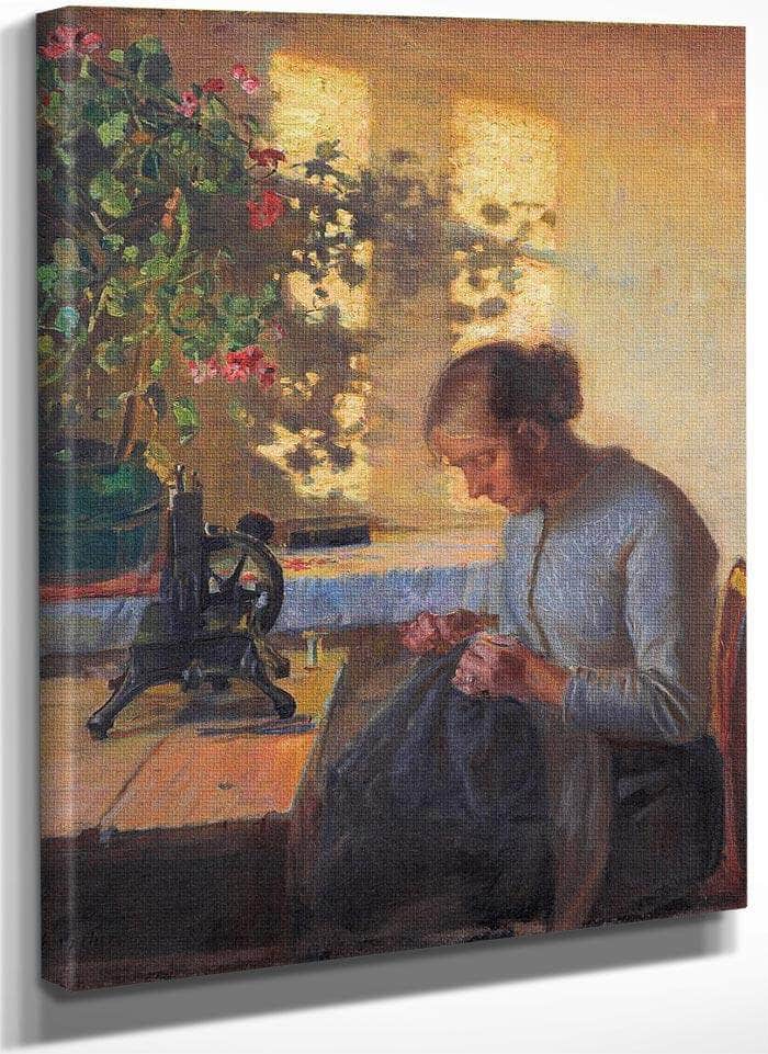 Fisherman 1039 S Wife Sewing 1890 By Anna Ancher Fine Art Print