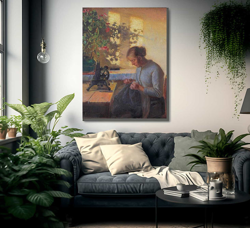 Fisherman 1039 S Wife Sewing 1890 By Anna Ancher Fine Art Print