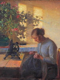 Fisherman 1039 S Wife Sewing 1890 By Anna Ancher Fine Art Print