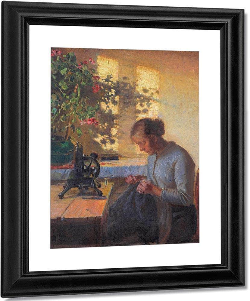 Fisherman 1039 S Wife Sewing 1890 By Anna Ancher Fine Art Print