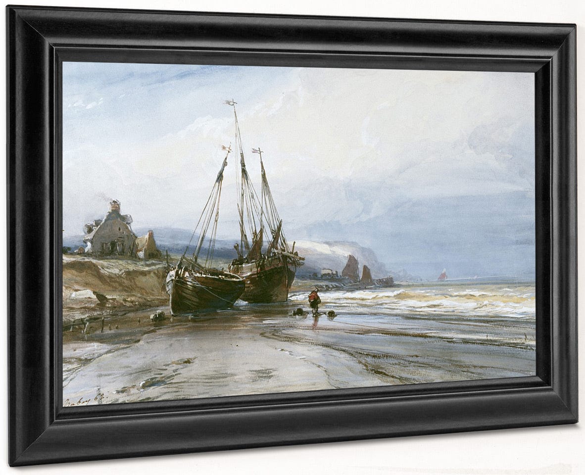 Fishing Boats By Eugene Isabey Fine Art Print