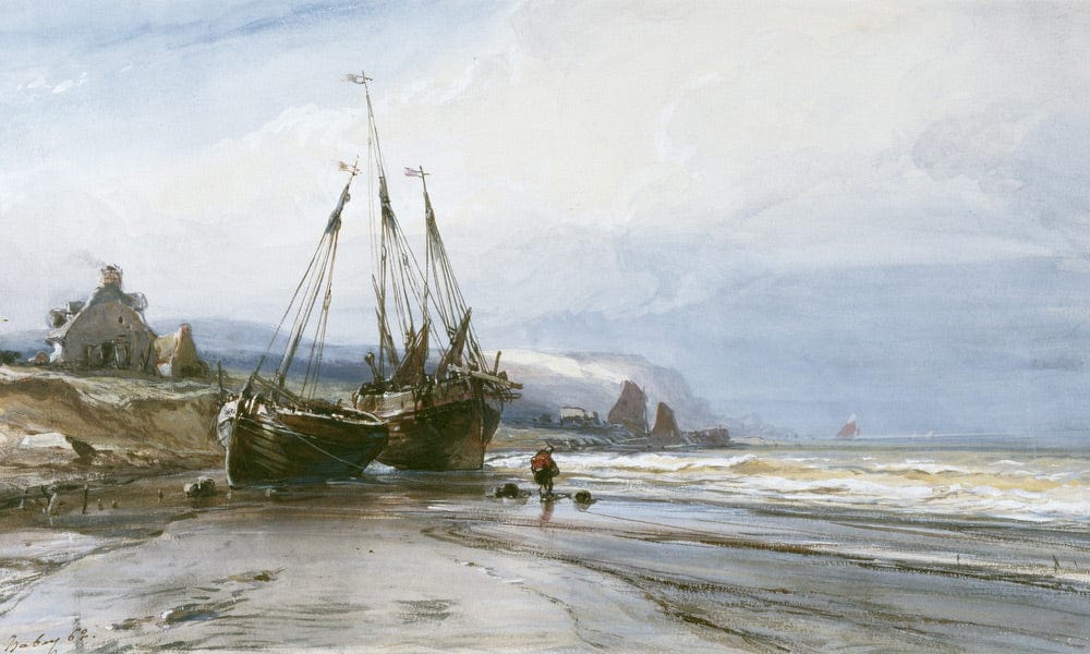 Fishing Boats By Eugene Isabey Fine Art Print
