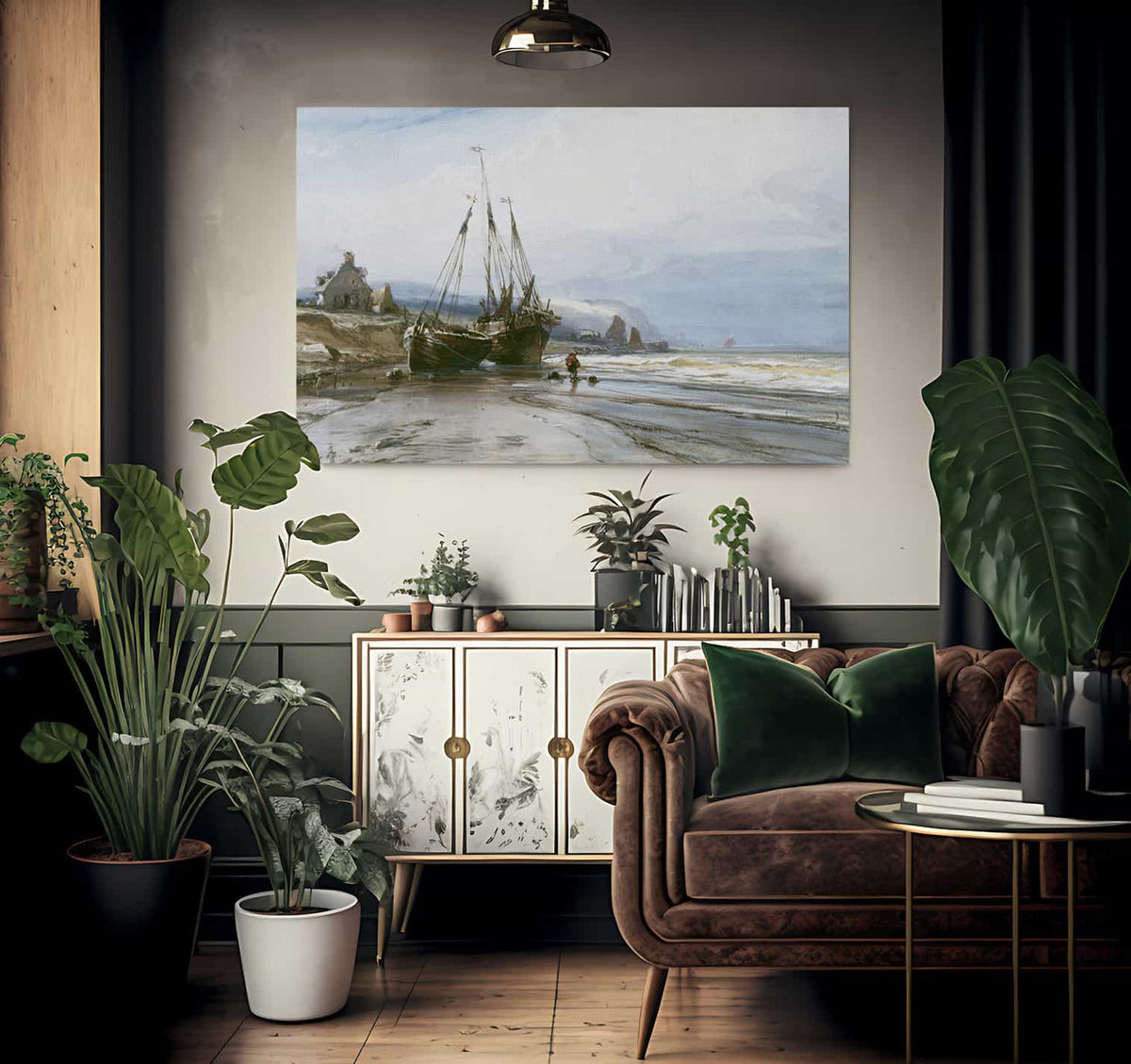 Fishing Boats By Eugene Isabey Fine Art Print