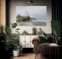 Fishing Boats By Eugene Isabey Fine Art Print