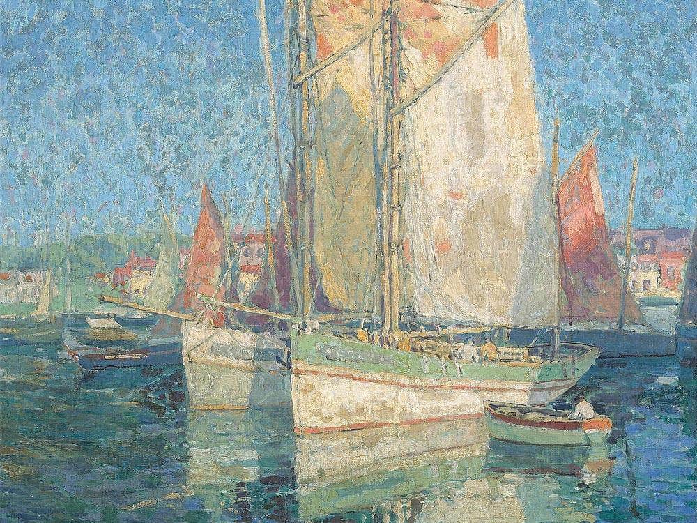 Fishing Boats In A Harbor By Edgar Payne Fine Art Print