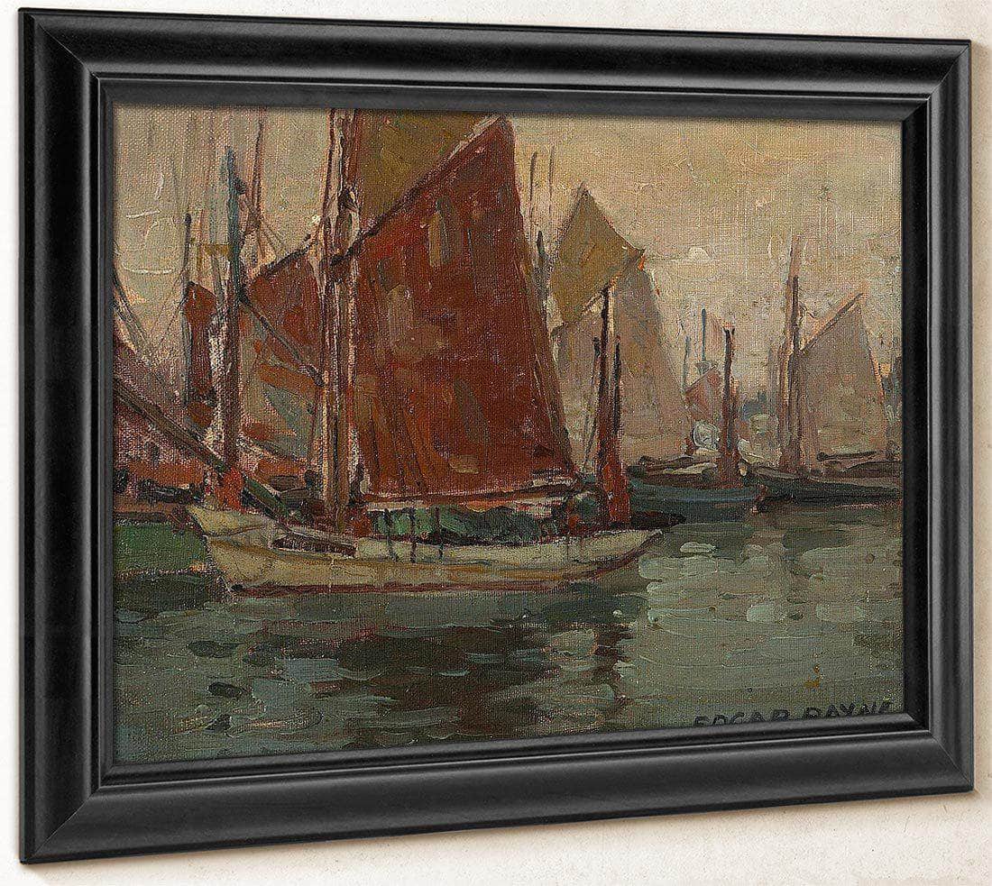 Fishing Boats In A Harbor By Edgar Payne1 Fine Art Print