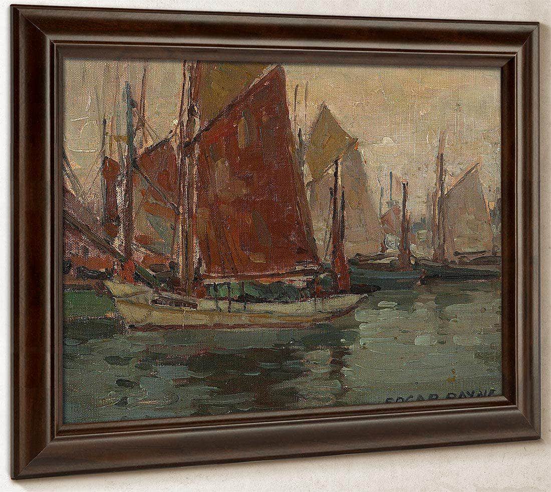 Fishing Boats In A Harbor By Edgar Payne1 Fine Art Print