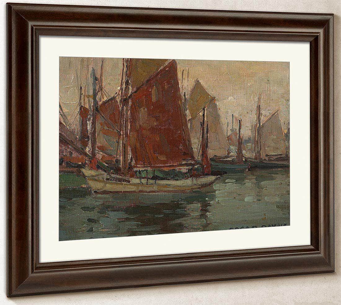 Fishing Boats In A Harbor By Edgar Payne1 Fine Art Print