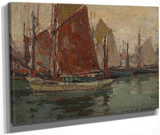 Fishing Boats In A Harbor By Edgar Payne1 Fine Art Print