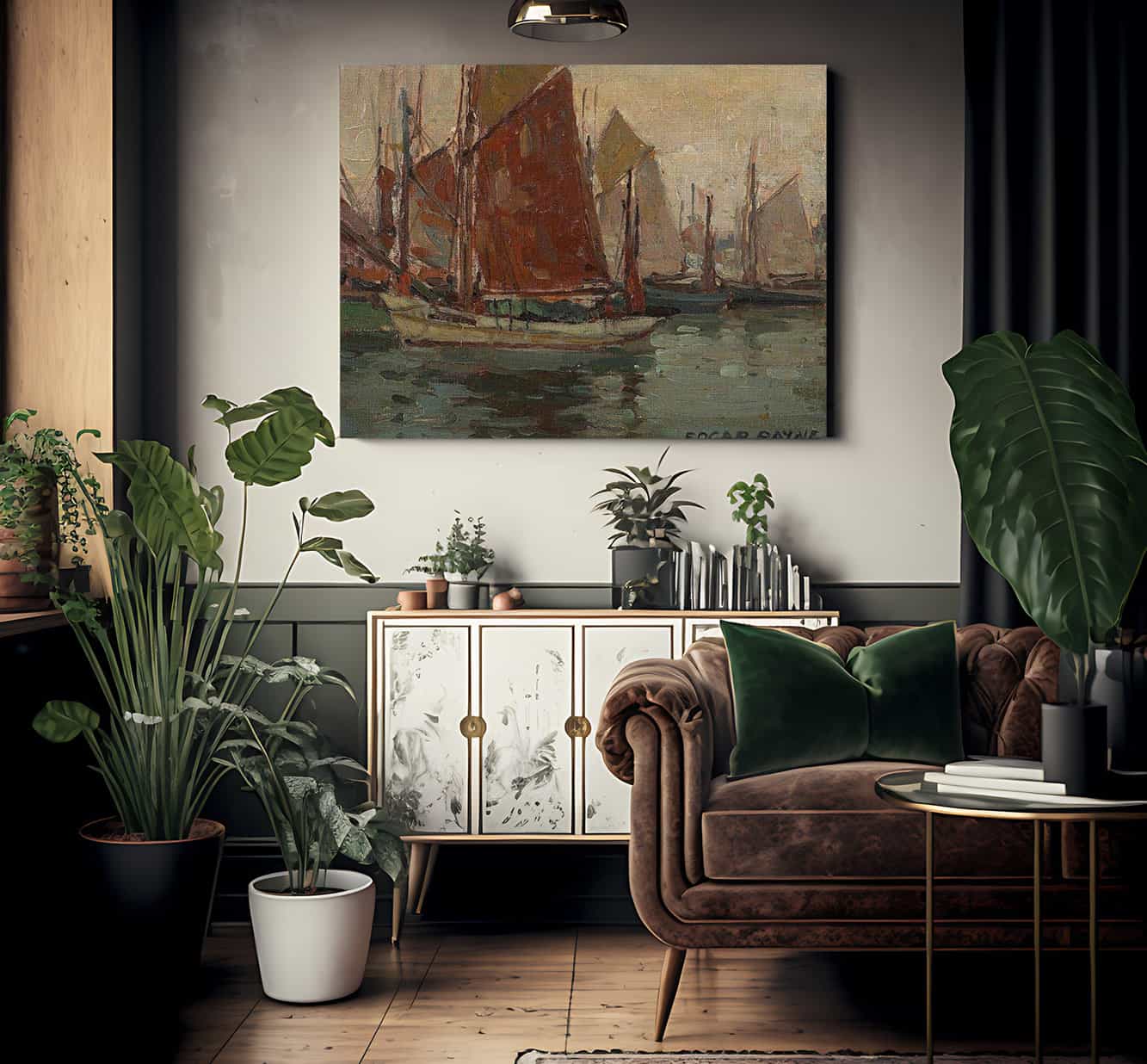 Fishing Boats In A Harbor By Edgar Payne1 Fine Art Print