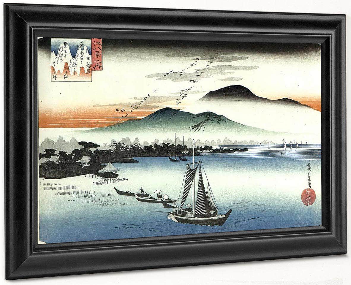 Fishing Boats On A Lake By Hiroshige Fine Art Print