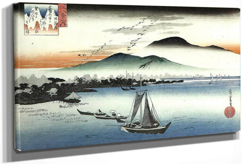 Fishing Boats On A Lake By Hiroshige Fine Art Print