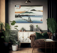 Fishing Boats On A Lake By Hiroshige Fine Art Print