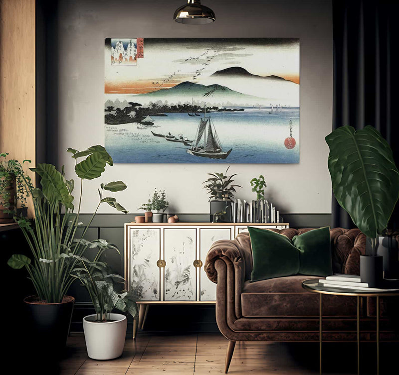 Fishing Boats On A Lake By Hiroshige Fine Art Print