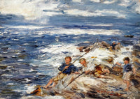 Fishing From The Rocks Painting William Mctaggart Canvas Art Fine Art Print