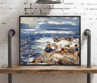 Fishing From The Rocks Painting William Mctaggart Canvas Art Fine Art Print