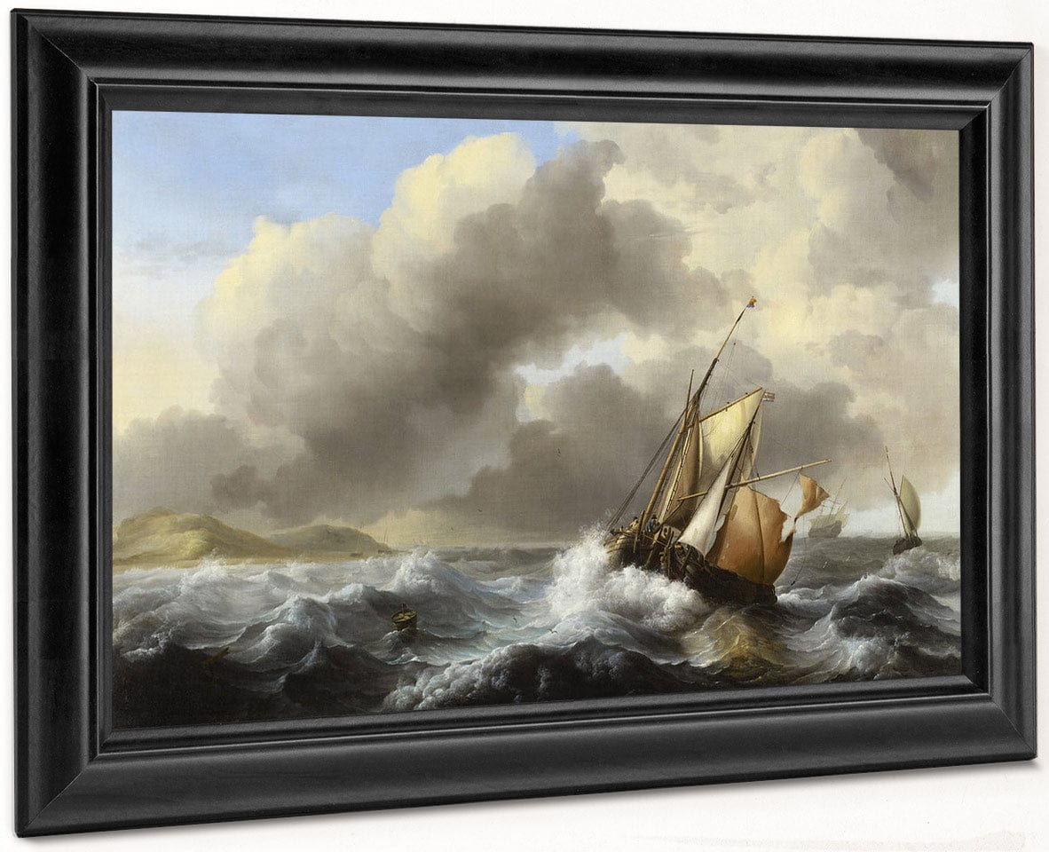 Fishing Vessels Offshore In A Heavy Sea By Ludolf Backhuysen I Fine Art Print
