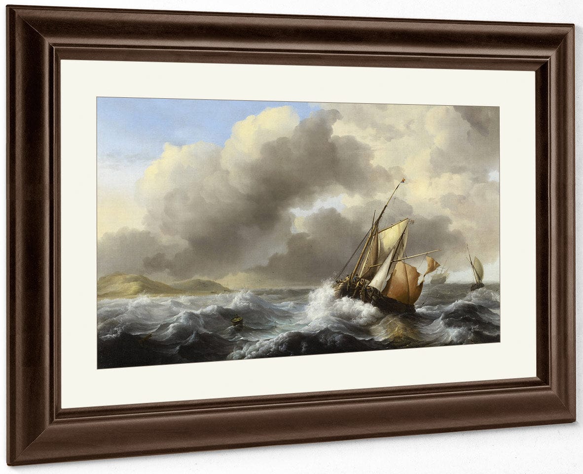 Fishing Vessels Offshore In A Heavy Sea By Ludolf Backhuysen I Fine Art Print