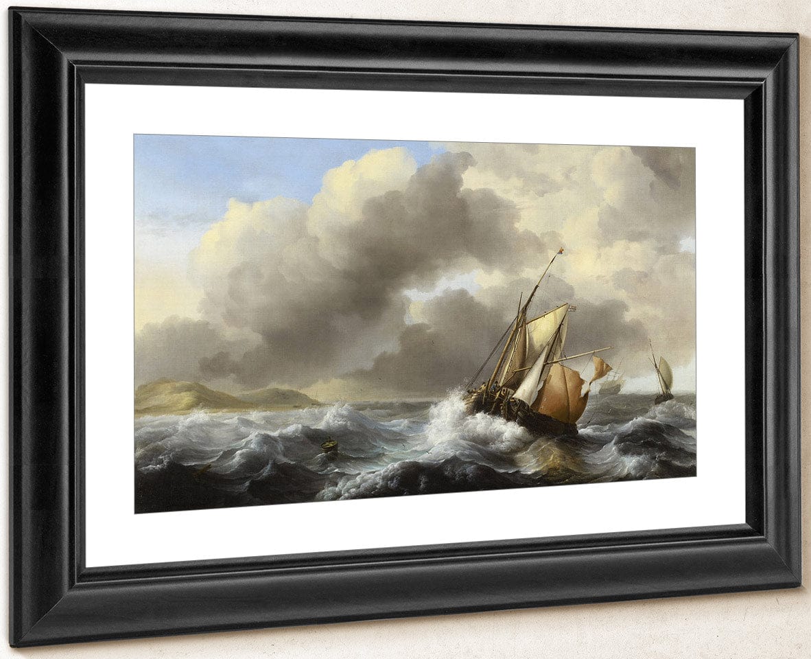 Fishing Vessels Offshore In A Heavy Sea By Ludolf Backhuysen I Fine Art Print