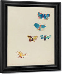 Five Butterflies By Odilon Redon Fine Art Print