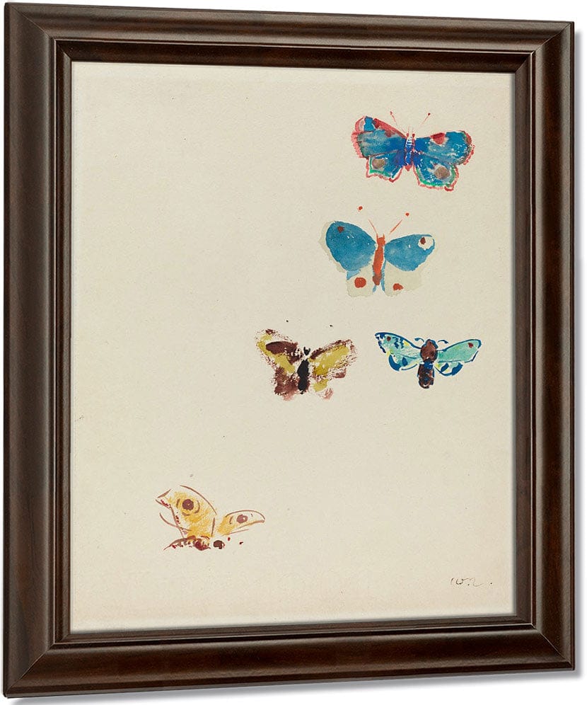 Five Butterflies By Odilon Redon Fine Art Print