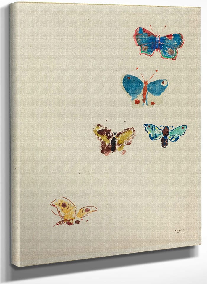 Five Butterflies By Odilon Redon Fine Art Print