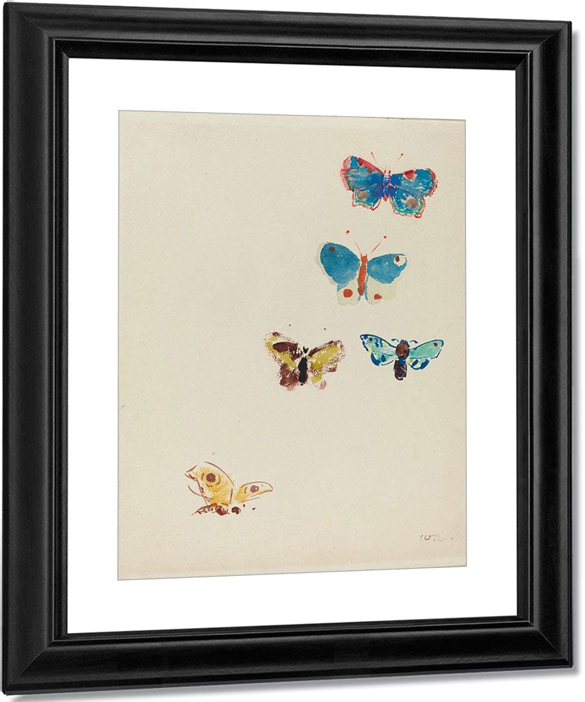 Five Butterflies By Odilon Redon Fine Art Print