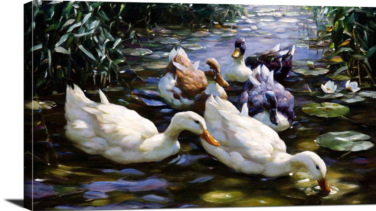 Five Ducks Painting Alexander Max Koester Canvas Art Fine Art Print