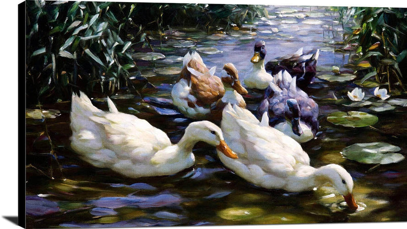 Five Ducks Painting Alexander Max Koester Canvas Art Fine Art Print
