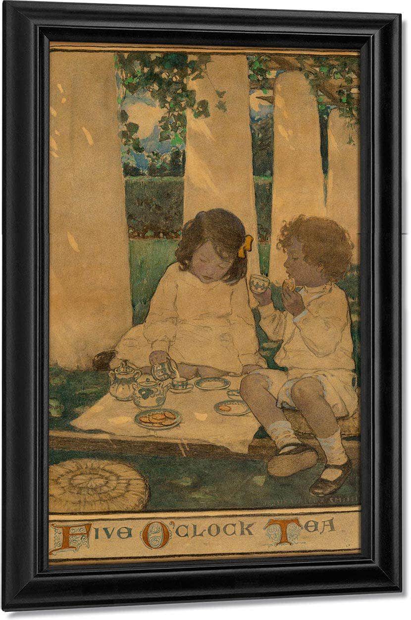 Five Oclock Tea The Child In A Garden Scribners Magazine Interior Illustration December 1903 By Jessie Willcox Smith Fine Art Print