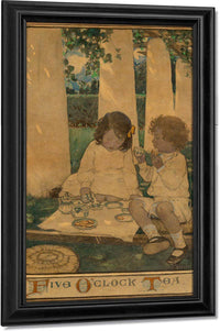 Five Oclock Tea The Child In A Garden Scribners Magazine Interior Illustration December 1903 By Jessie Willcox Smith Fine Art Print