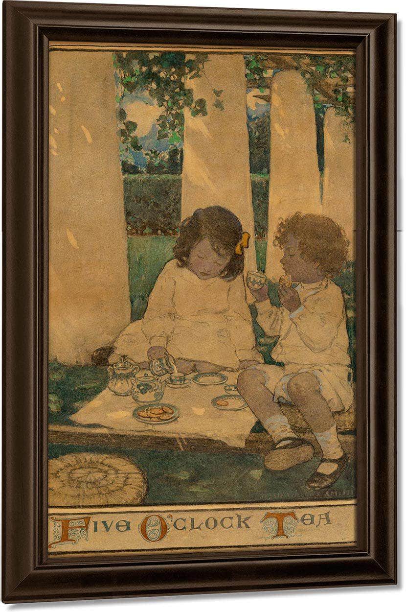 Five Oclock Tea The Child In A Garden Scribners Magazine Interior Illustration December 1903 By Jessie Willcox Smith Fine Art Print