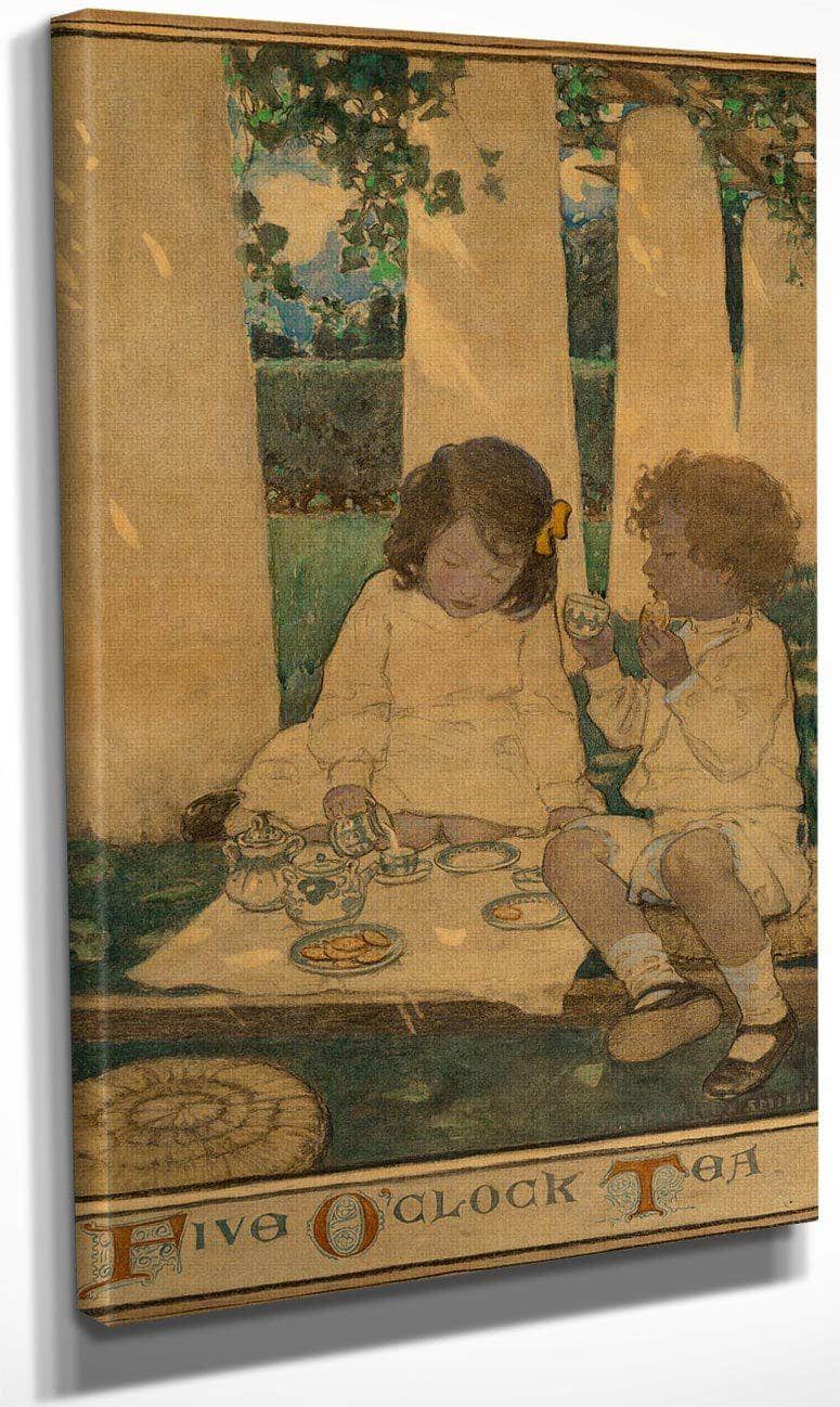 Five Oclock Tea The Child In A Garden Scribners Magazine Interior Illustration December 1903 By Jessie Willcox Smith Fine Art Print
