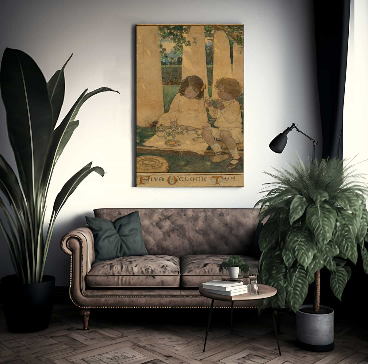 Five Oclock Tea The Child In A Garden Scribners Magazine Interior Illustration December 1903 By Jessie Willcox Smith Fine Art Print