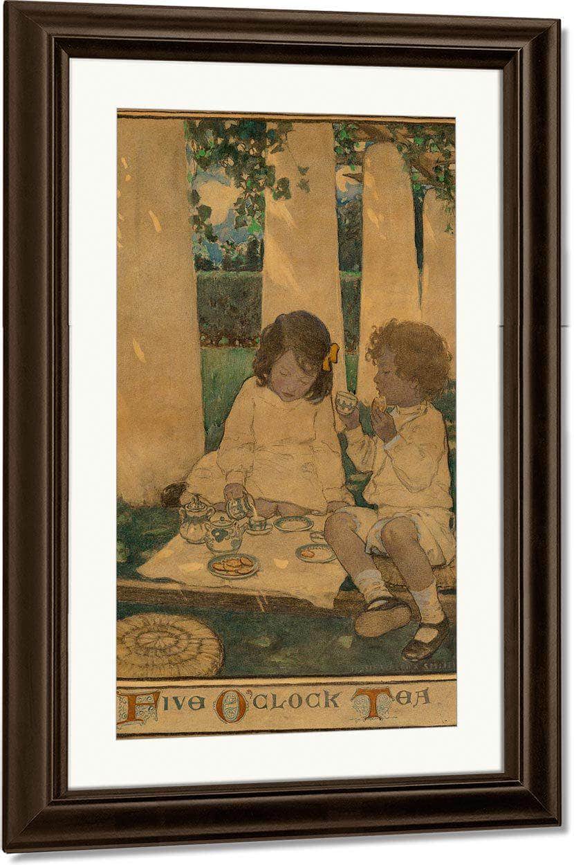 Five Oclock Tea The Child In A Garden Scribners Magazine Interior Illustration December 1903 By Jessie Willcox Smith Fine Art Print